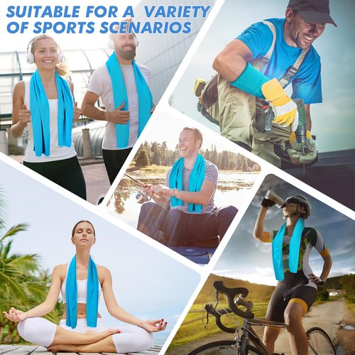 CSITE Cooling Towels for Neck and Face - 4 Pack 47x12 Inch Ice Cold Microfiber Towels, Soft & Breathable Cooling Towel for Hot Weather, Sports, Yoga, Workout, Running, Golf, Camping
