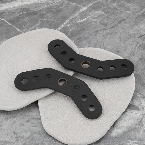 eMagTech 4Pcs Black Leather Bow Yoke Metal Grommet Bow Sling Strap Bracket Mount for DIY Compound Bow Wrist Sling (12x4.5x0.45cm)