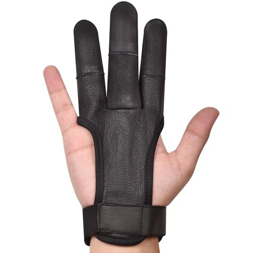 DMoose Archery Glove, Leather Gloves for Recurve & Compound Bow - Non-Slip Padded Tips for Grip Stability, Three Finger Protected Design Archery Finger tab, Archery Accessories for Men, Women & Youth