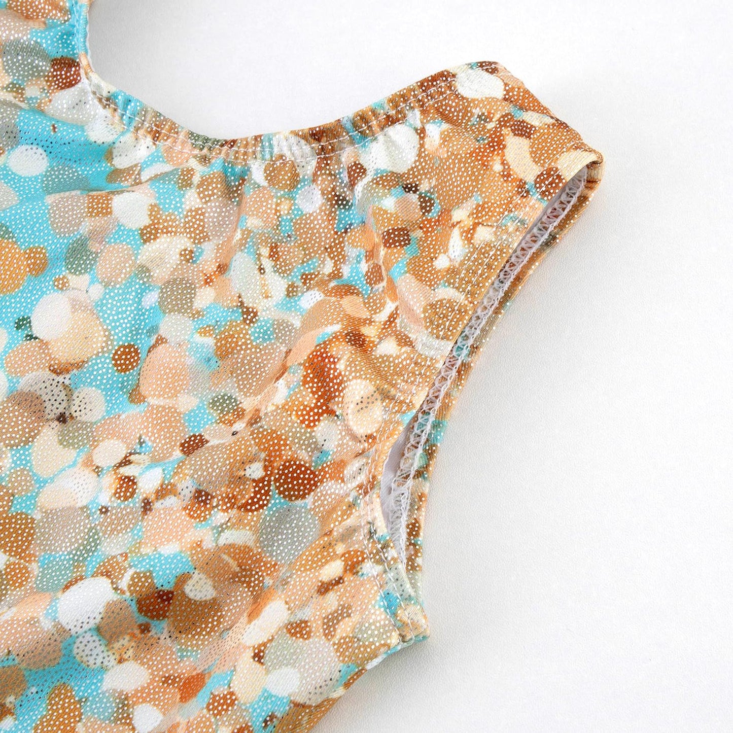 HOZIY Leotards for Girls Gymnastics Size 8-10 Years Aqua Blue Gold Sequins Glitter Shiny Sparkly Sparkle Biketard Kids Leo Equipment Unitard Outfits