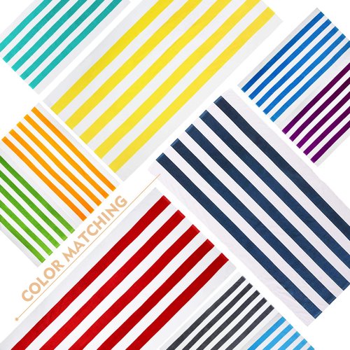 Exclusivo Mezcla Cotton Oversized 35x70 Inches Cabana Stripe Beach Towel, Super Absorbent Soft Plush Pool Bath Towel (Dark Navy)