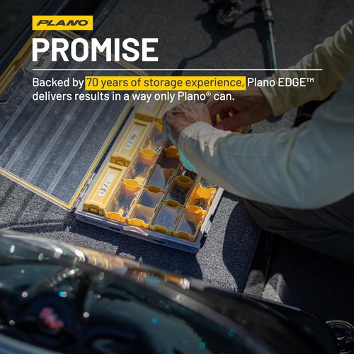 Plano EDGE Premium Terminal Tackle Utility Box, Clear and Yellow, Rust-Resistant Storage, Waterproof Tackle Tray Organizer for Weights, Hooks, and Baits