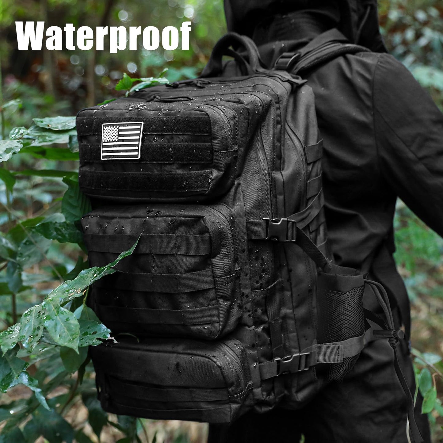 kookoomia Military Tactical Backpack 25L Day Backpack for Men Molle Army 3 Days Assault Pack Bug Out Bag Water Resistant and Heavy Duty Hiking Treeking Rucksack - Black