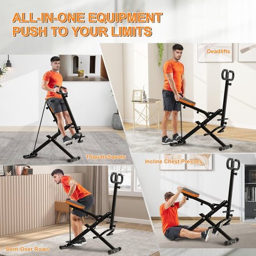 Canisflax Squat Machine for Home, Squat Assist Trainer with Adjustable Resistance, Foldable Rowing Machine, LCD Display, Exercise Trainer with 265LBS Capacity for Glutes Legs Workout, Black