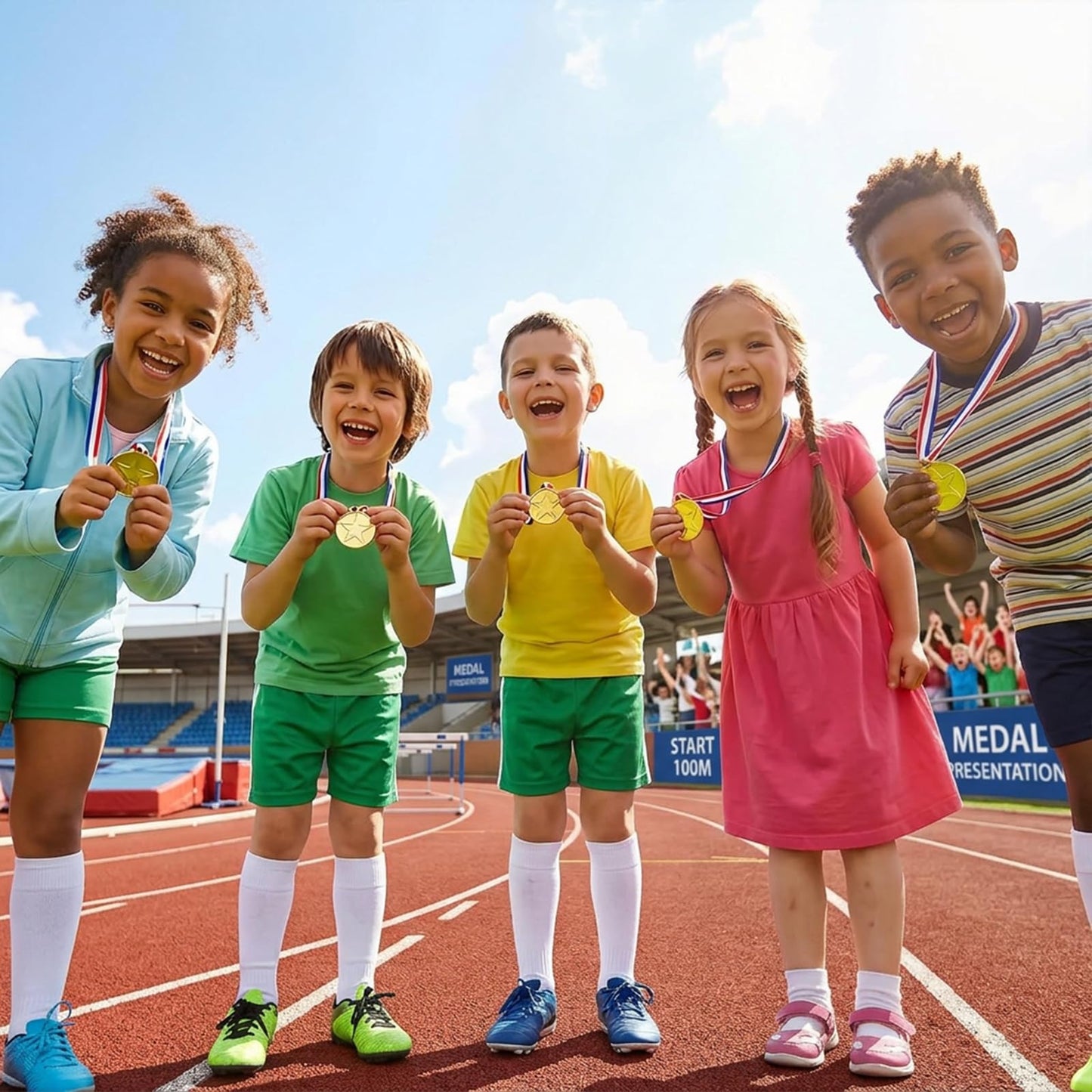 Nogeqi 30 Pieces Medals for Kids Gold Medals for Awards Plastic Winner Award Medal for Sports Competitions Games Party Gifts