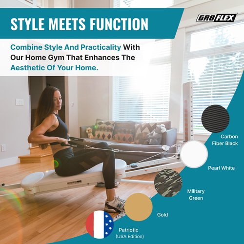 GR8FLEX High Performance Gym with Total Over 100 Workout Exercises (Carbon Fiber Black Model)