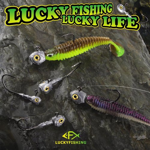 LUCKYFISHING Swimbait Jig Head 15Pcs Freshwater Saltwater Jig Heads for Bass Walleye Trout Fishing Gifts for Men 1/2oz Natural Color