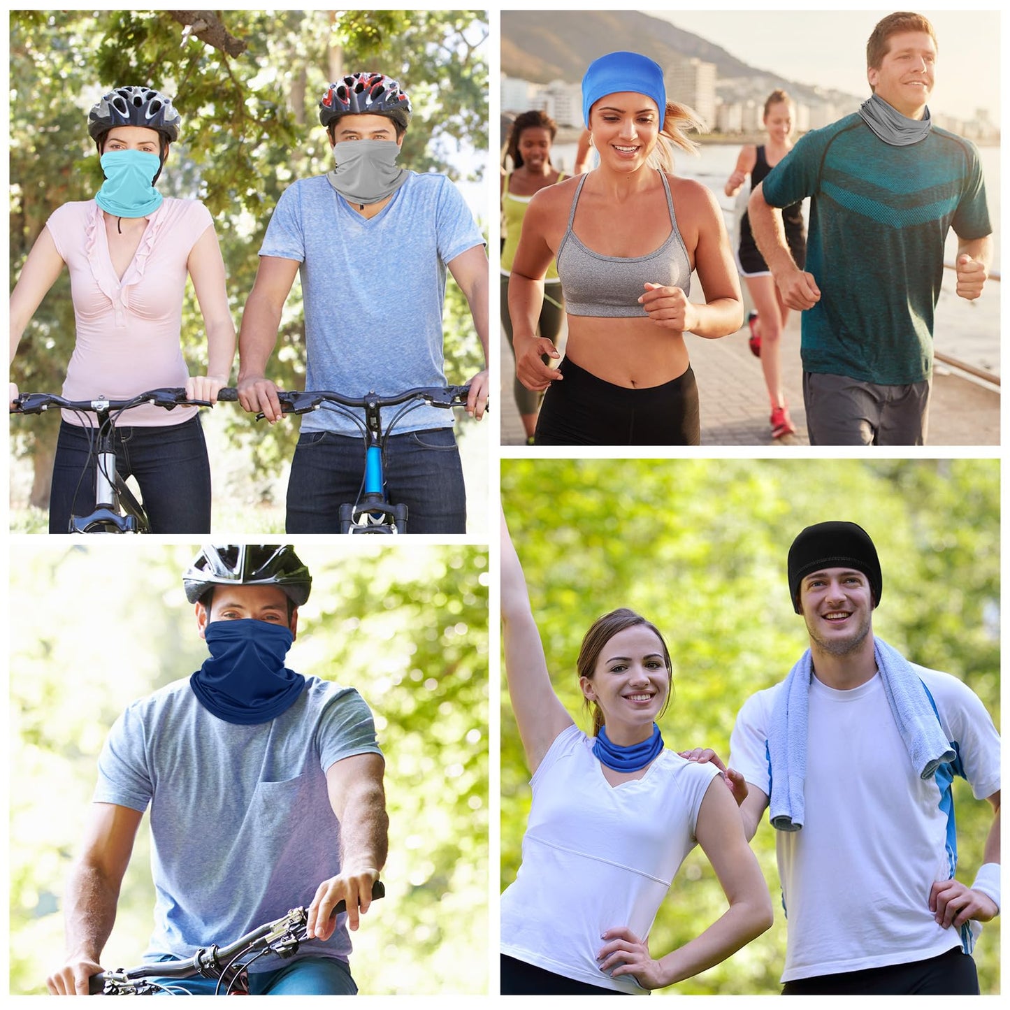 Geyoga 6 Pieces Summer UV Protection Cooling Neck Gaiter Face Clothing Neck Gaiter Mask Scarf Sunscreen Breathable Bandana(Blue)