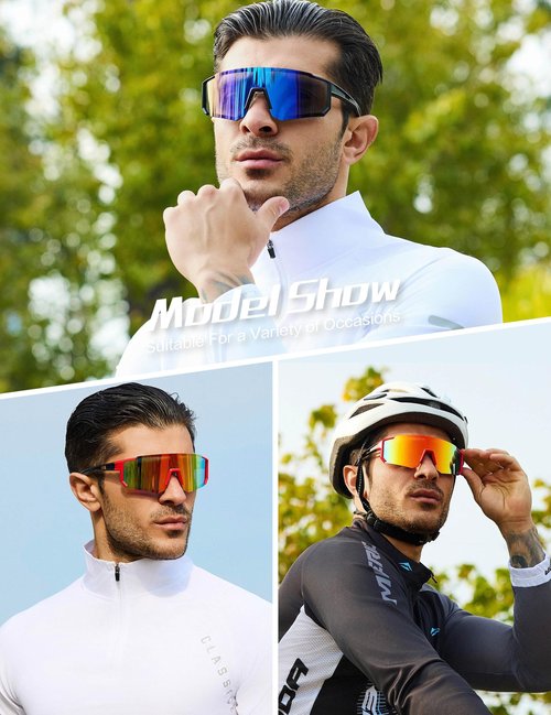 Paulburry Sport Cycling Sunglasses for Men - Women 3 Pack Baseball Shades Sports Glasses for Running MTB Bike Softball
