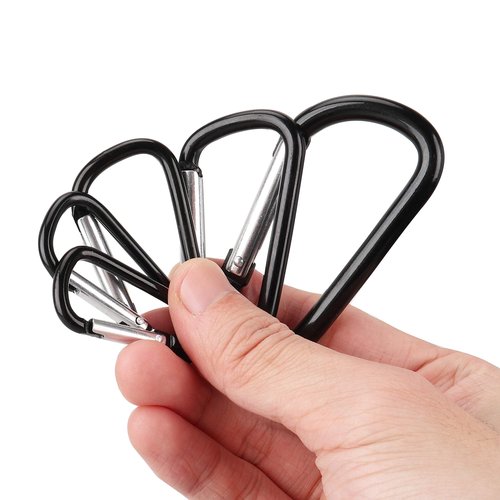 SWATOM Aluminum Carabiner Clip Snap Hook Keyring 1.5/1.9/2.2/2.4/2.8 Inch Carabiners Keychains Black(10P/20P)