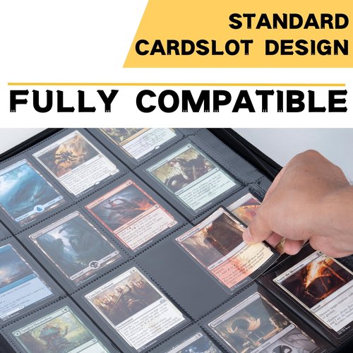 KUOOKING 1000+ Pockets Trading Card Binder, 16-Pocket Card Ablum Compatible with,MTG,Sports Cards & Other Standard Size Trading Card（BLACK)