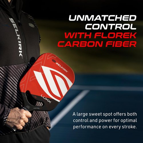 Selkirk LUXX Control Pickleball Paddle | Florek Carbon Fiber Pickleball Paddles with a Polypropylene X7 Core | The Pickle Ball Paddle Designed for Ultimate Power & Control | Epic Red