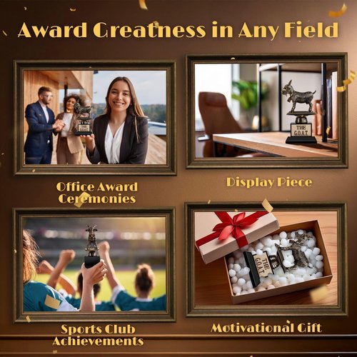 Flexzion The Goat Trophy Award - Greatest of All Time Funny Trophy for Adults, Engraved Plate with Statue, Unique Recognition Gift Plaque for Fantasy Sports, Employee, Teacher, Boss, Friend, & More