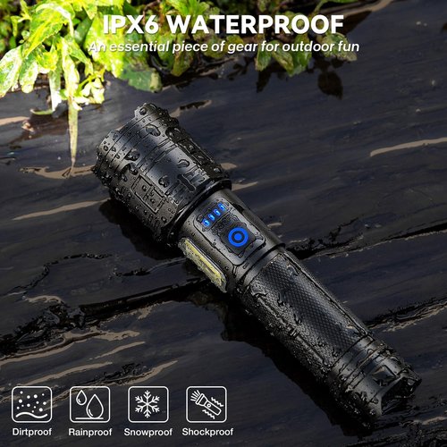 ALSTU Rechargeable 90,000 Flashlight High Lumen - 2 Pack Super Bright LED Flash Light with COB, 7 Modes Powerful Handheld Flashlight for Home