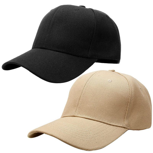 Falari Baseball Cap Adjustable Size for Running Workouts and Outdoor Activities All Seasons (2pk Black & Khaki)