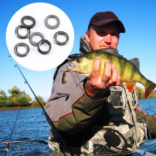 DAZEBRA 50pcs 2mm Fly Fishing Tippet Rings, Stainless Steel Leader Connectors, Micro Solid Freshwater Fishing Gear Accessories for Trout Salmon Crappie Bluegill Steelhead- Black