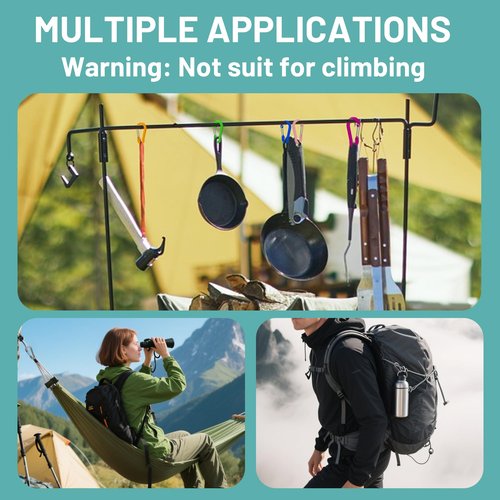 Aluminum Carabiner Clip - 12 Pcs, 2" Small Carabiner Keychain Clips, Multi-use D Ring Carabiner for Fishing, Camping, Hiking & Outdoor Sports.