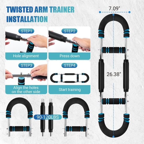 Twister Arm Trainer, 90-120 Lbs Adjustable Resistance Twister Arm Exerciser Chest Exerciser for Men, Portable Detachable Chest Workout Device Equipment for Chest Clip Muscle & Arm Strength