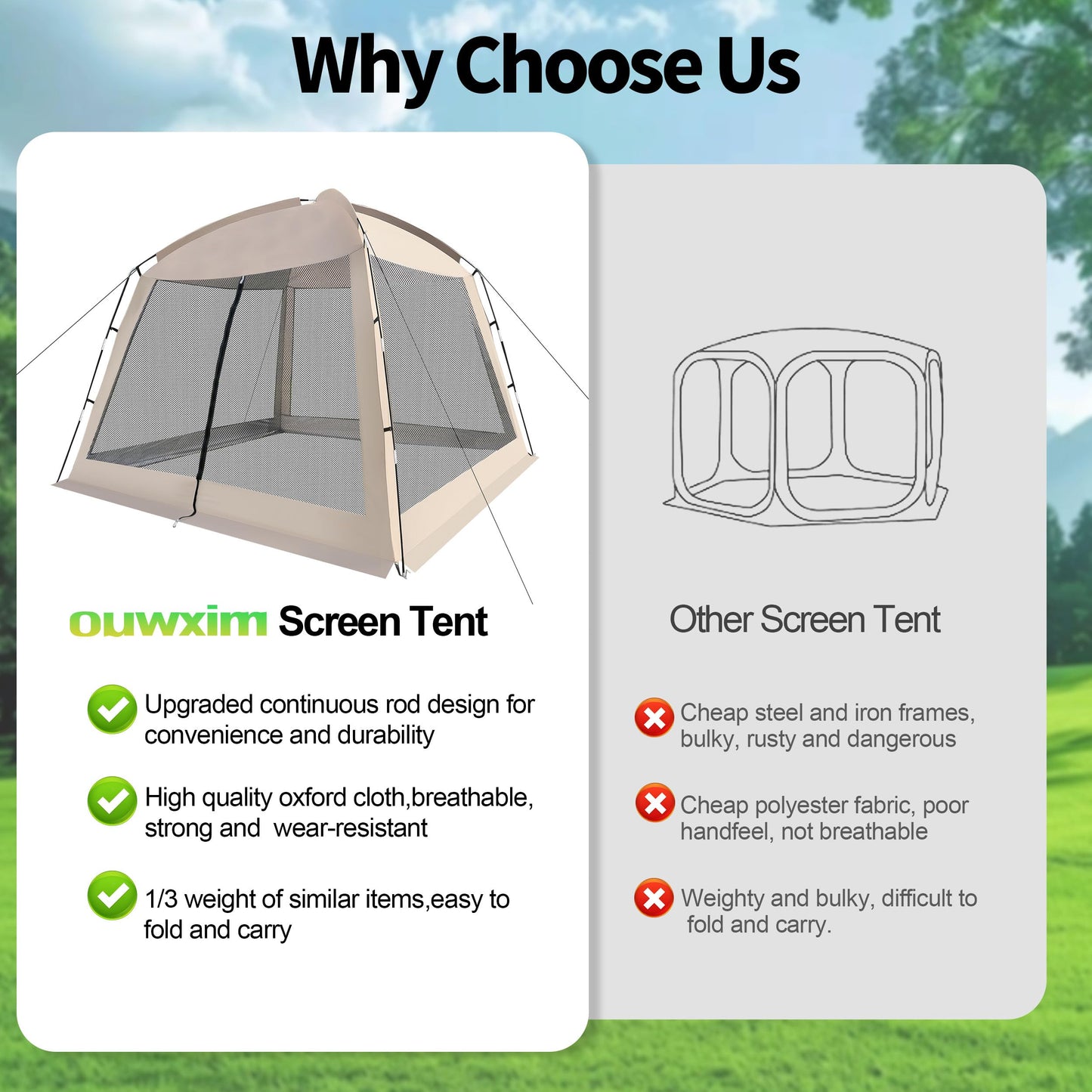 12' X 12' Screen House Room - Camping Screen Tent 8-10 Person&Instant UV Resistant Sun Shelter,Easy to Set up&Mosquito net Tent&Waterproof,Suitable for Family Camping Trip,Backyard,Picnic