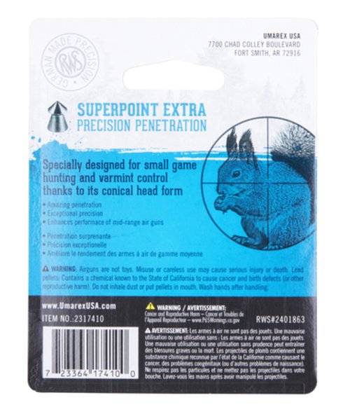Umarex RWS Superpoint Extra Field Line Pellet Gun Pellets, 22 Caliber, 14.5 Grains, 200 Count