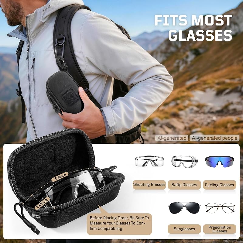 Universal Hard Shell Glasses Case with 180° Opening