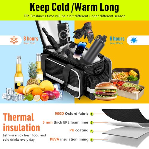 Desing Wish 16L Bike Bags for Bicycle Rear Rack Large Capacity Insulated Bicycle Rack Pouch Ebike Pannier Bag Bike Saddle Seat Pouch for Cycling Trip/Commuter (Black)