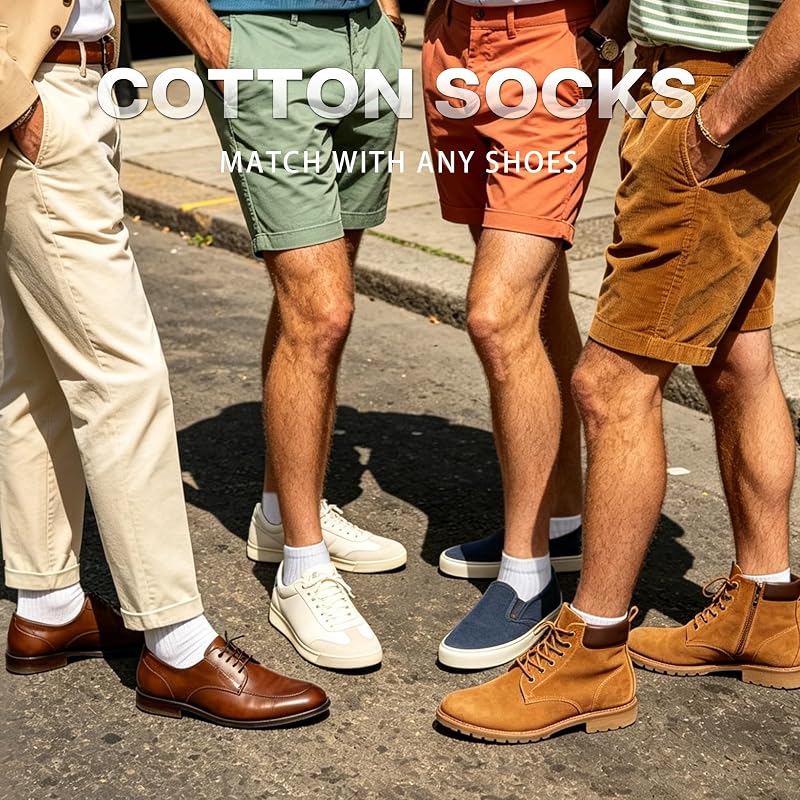 DoSmart Mens Ankle Athletic Socks - 6 Pairs White, Thin Cotton Running Quarter Socks