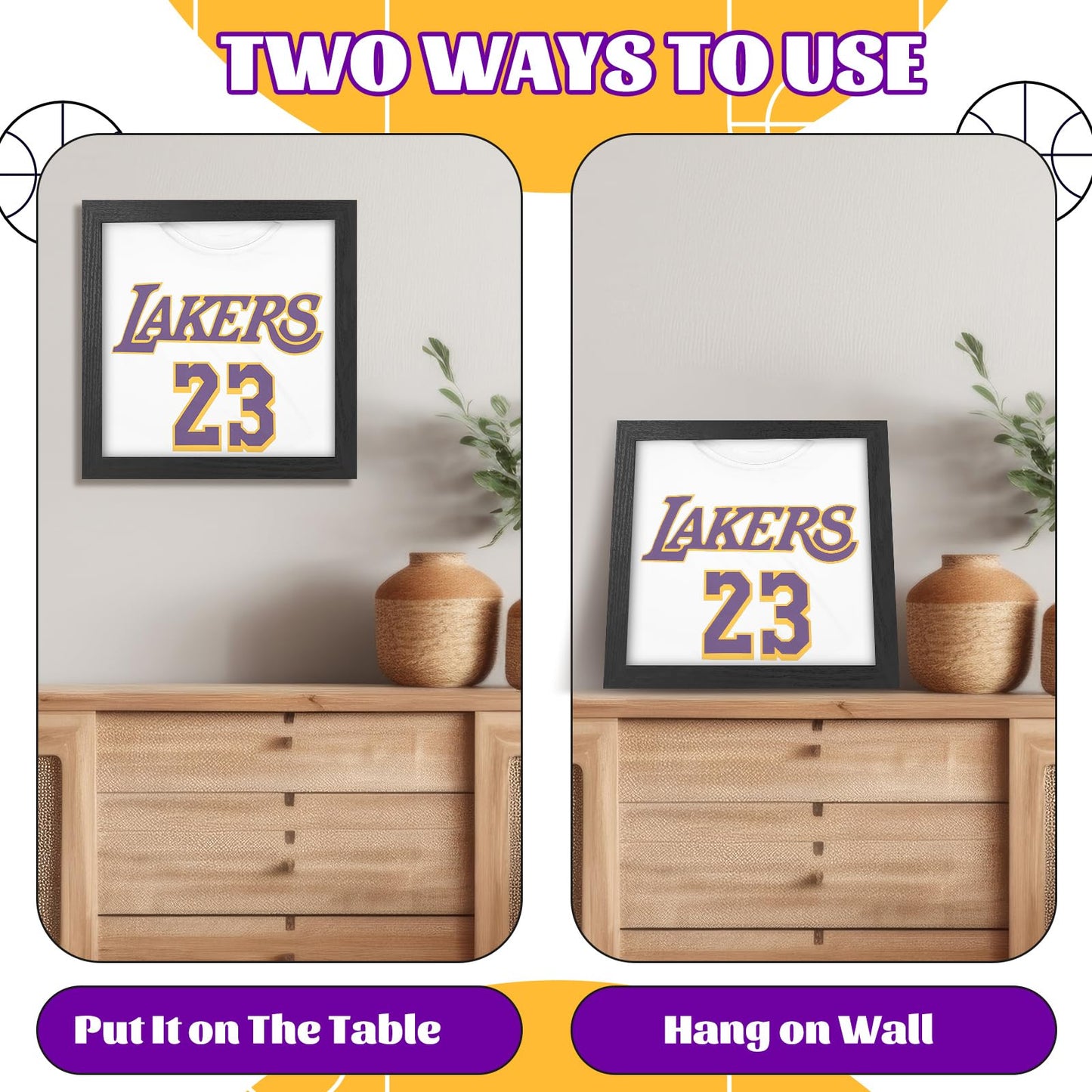HyqehrtYazc 13" x 13" T Shirt Frames for Wall Display, Jersey Frame Display Case with UV Protection Acrylic, Wood Shadow Box Frame Depth of 1", Display Case for T Shirts, Jerseys, Memorabilia