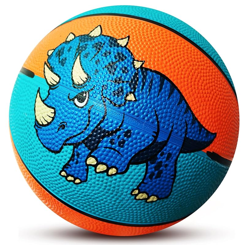 Size 3 Kids Basketball - Dinosaur Pattern Toy Ball for Indoor & Outdoor Play