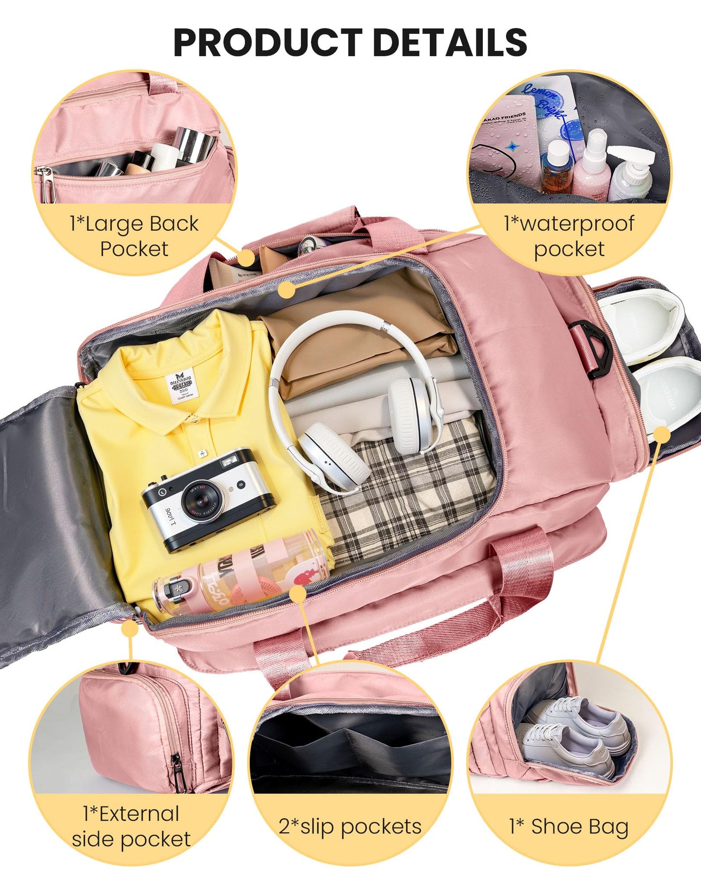 Vogewood Birthday Gifts-Tween Girls Gift Trendy Stuff, Initial Gym Bags with Shoe Compartment, Dance Bag for Girls, Monogram Kid Overnight Bags, Ballet Yoga Travel Duffle Tote (Letter E)
