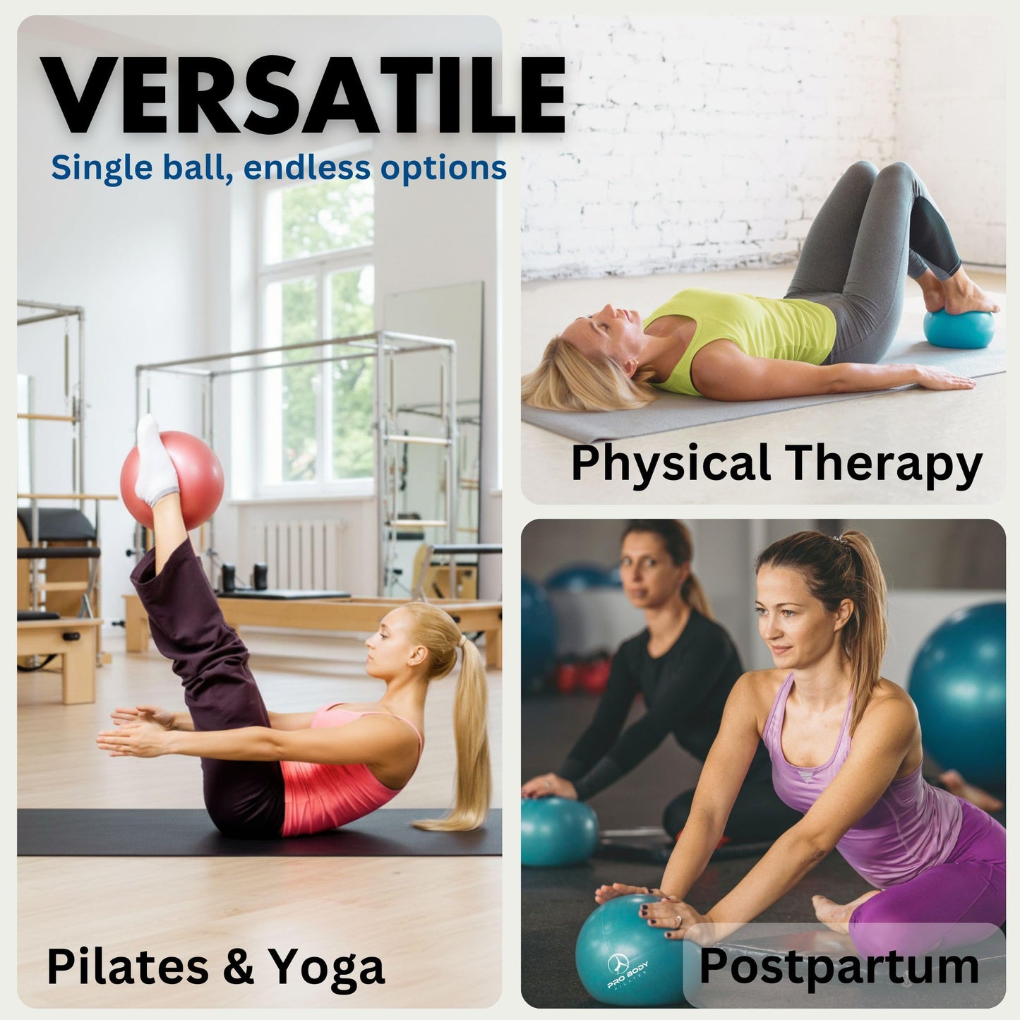 ProBody Pilates Small Exercise Ball with Pump - 9 Inch Workout Ball for Stability, Barre, Yoga, Core & Physical Therapy
