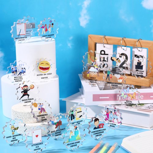 Chunful 24 Pcs Funny Employee Appreciation Awards Gifts Bulk Little Clear Acrylic Reward Colleagues Medallions Motivational Trophy Gifts for Employee Coworker Staff Teacher Nurse Office Team