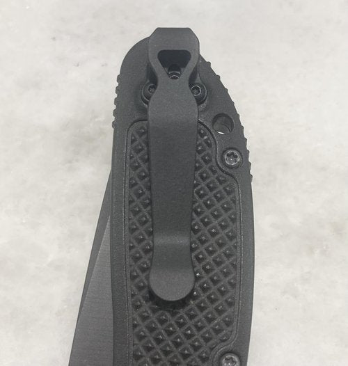 Deep Carry Pocket Clip for Benchmade 551 Griptilian Knife, Flat Black Steel, Textured Surface