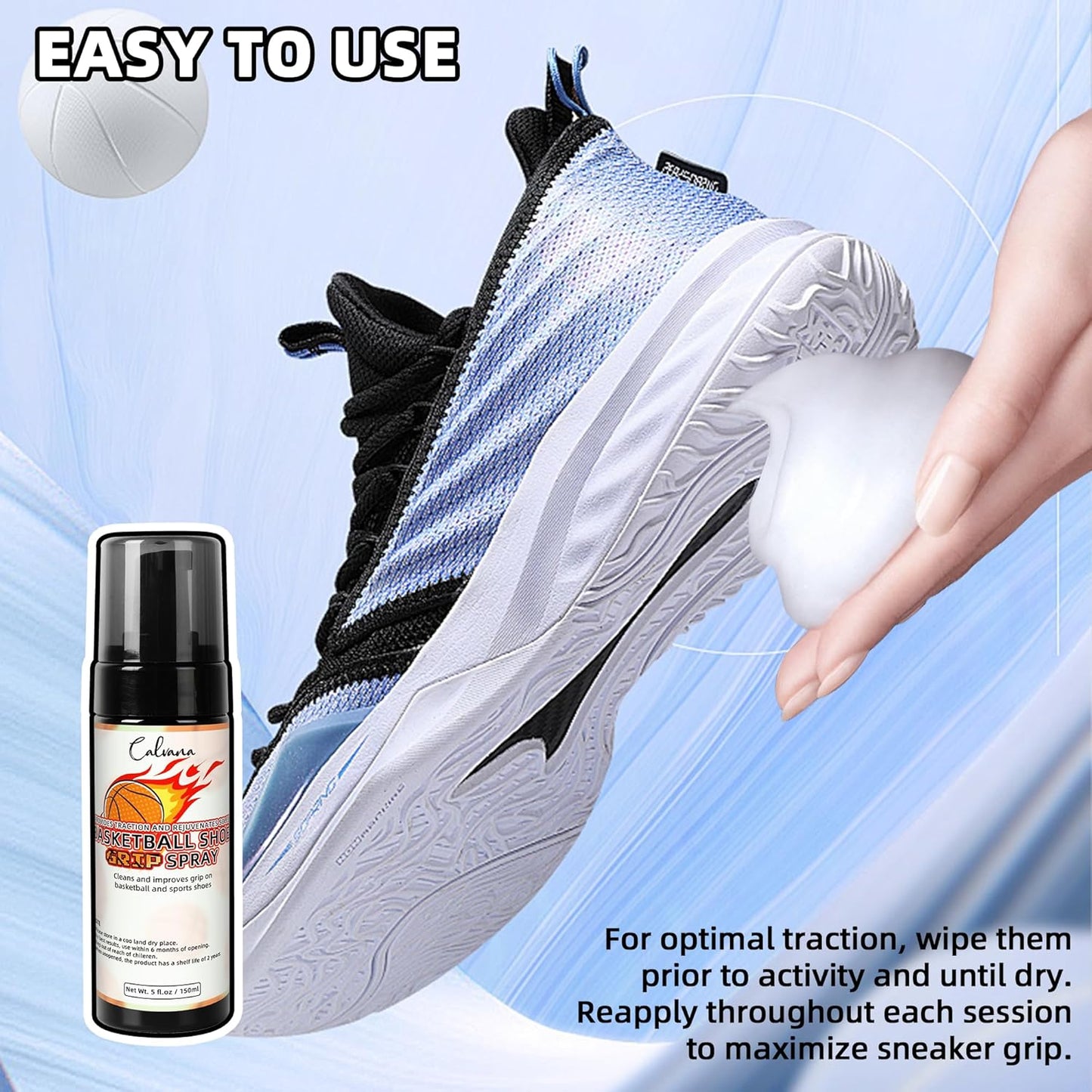 (2-Pack) 5 fl.oz Grip Spray, Traction Spray for Basketball, Volleyball, Sports Shoes Bottom, Restores and Cleans, Extends Shoe Life and Increases Performance