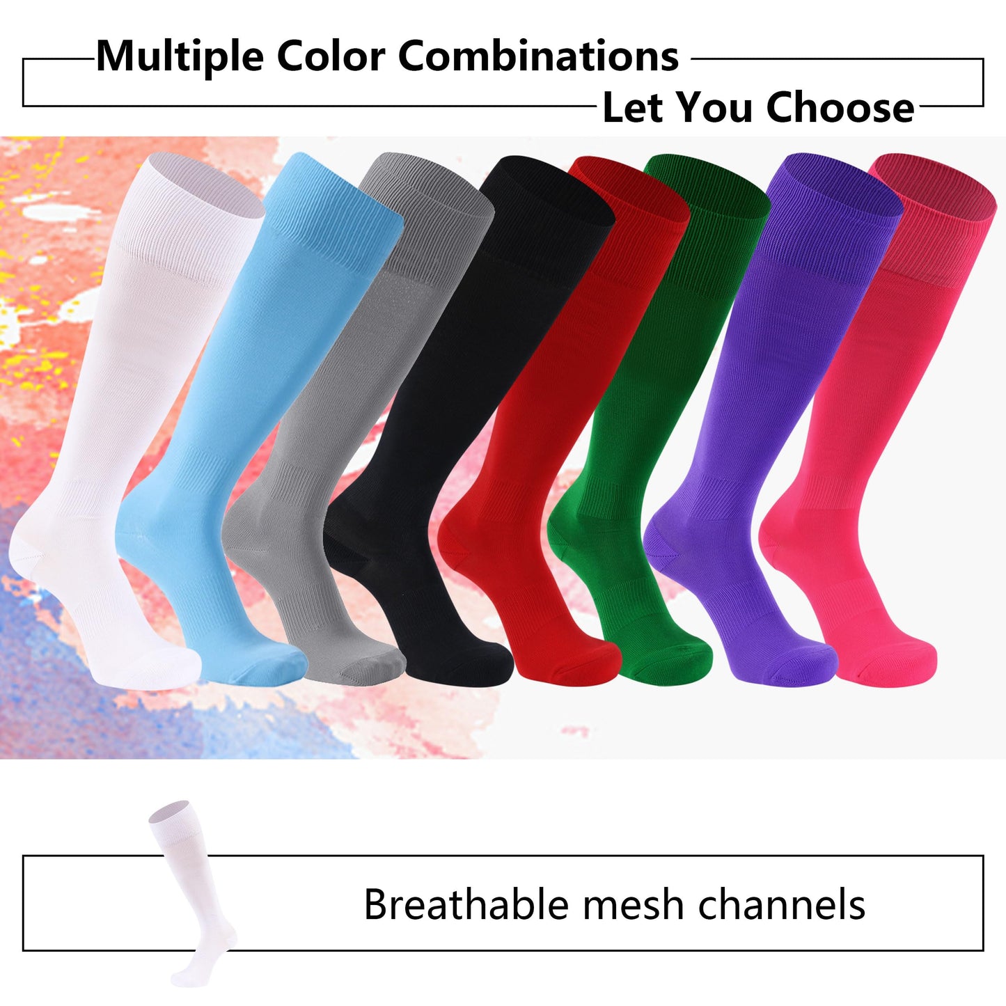 Dsource 2 Pairs Football Socks, Unisex Knee High Socks for Men, Youth Softball Socks Sport Soccer Baseball Rugby Team Tube Socks White XL