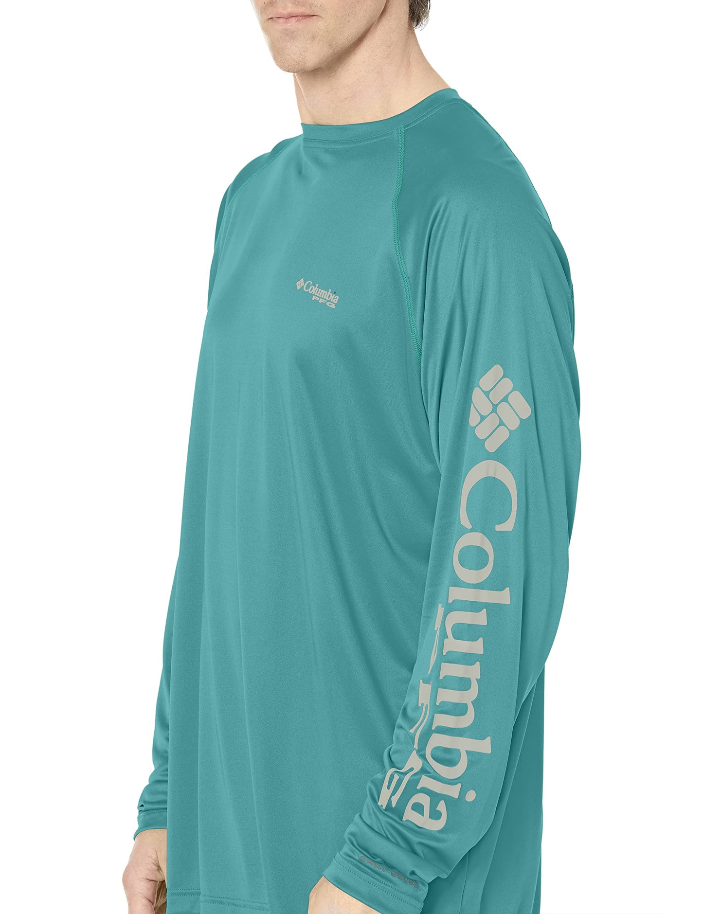Columbia Men's Terminal Tackle Long Sleeve Shirt, Teal/Kettle Logo, Large