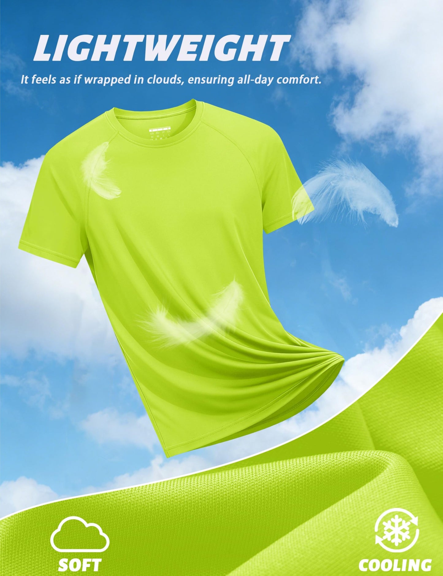 KEFITEVD Sun Shirts for Men Short Sleeve UPF 50+ Swim Shirt Quick Dry Rash Guard T-Shirts Lightweight Workout Cycling Beach Fishing Hiking T-Shirt Green