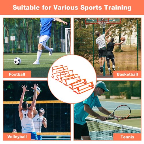 Lineslife Adjustable Agility Hurdles,4 Height Speed Training Hurdles, Portable Speed Training Equipment with Carry Bag for for Athletes,Kids,Soccer,Basketball