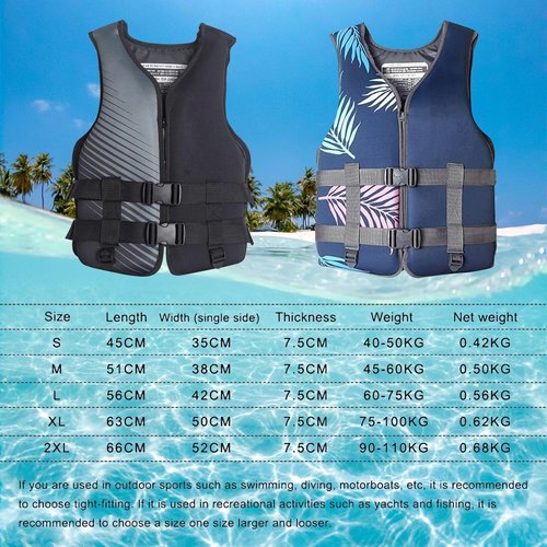Heavy Duty Life Jacket for Adults, Neoprene Safety Vest with Quick-Release Buckles, for Kayaking, Rafting, Boating & Water Sports(Small)