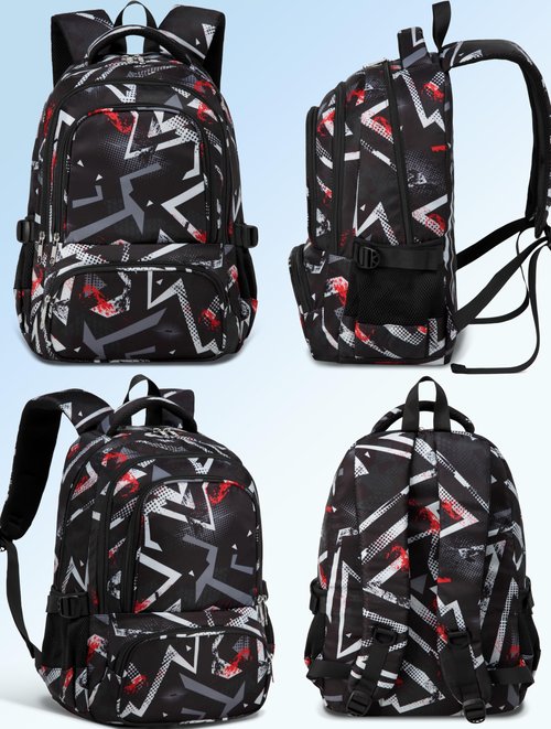 BLUEFAIRY Kids Backpacks for Boys Girls Elementary Primary Middle School Bookbags Back to School Bags for Childs Age 6-8 Mochilas Escolares para Niños Niñas 17 Inch Dark Black
