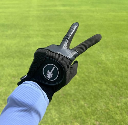 CROWNBLANKS PINKTEE Women's RainGrip Golf Glove Left Hand Ladies All Weather Golf Gloves with Pink Marker for Hot Wet Weather (Blackwhite, Small)