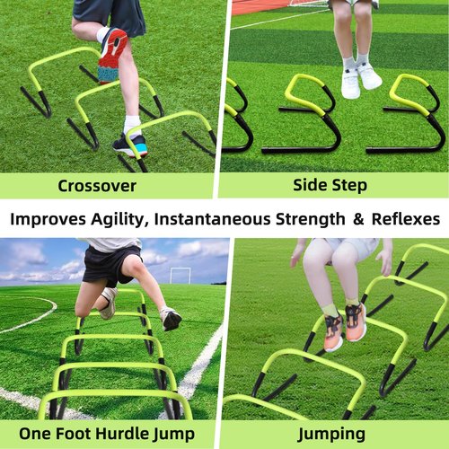 powerfeng Agility Speed Training Equipment Hurdles: Agility Speed Training Hurdle for Basketball & Soccer Training Set with Carry Bag 5 Pack