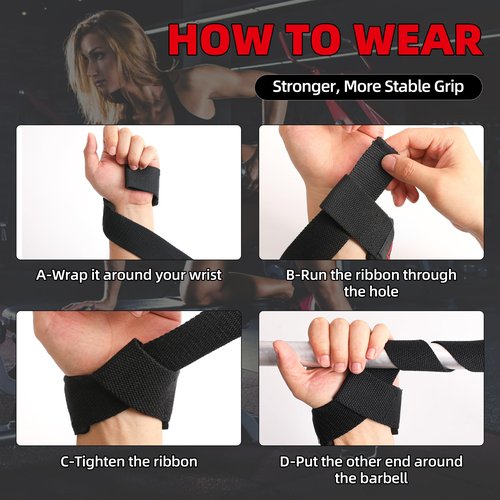 LOCONHA 2 Pair Lifting Straps for Weightlifting, Bodybuilding, Strength Training with Neoprene Cushioned Wrist Padded - 20 inch Cotton