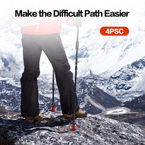 AWINNER Hiking Pole Tips, 4Pcs, Rubber, Wear & Tear Resistant, for Trekking Poles, Walking Sticks, Hiking Canes