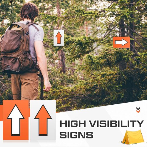 Humyoun 150 Pcs Racing Course Trail Marker Arrow Sticker Directional Signs Floor Markers Flashing Signs for Outdoor Camping Hiking Hunting Driving, 8 x5