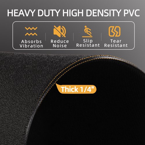 Fitvids High Density Home Gym Treadmill Exercise Bike Equipment Mat, 1/4" Thick, 36" x 78" (3 x 6.5FT)