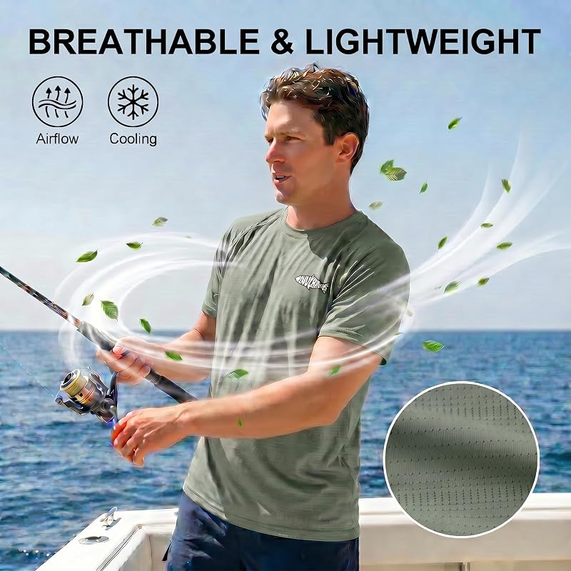 Riverruns Men’s UPF 50+ Short Sleeve Fishing Shirt - Green, XXL
