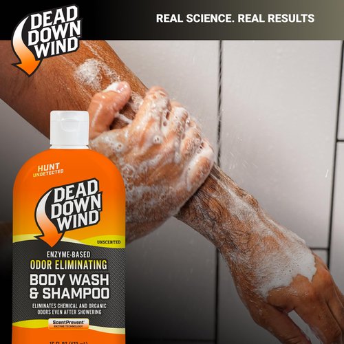 Dead Down Wind Body & Hair Soap, 16 oz Bottle, Unscented, Soap for Odors, Hunting Accessories, Gentle Body Wash & Shampoo for Hunting, Safe for Sensitive Skin (Packaging May Vary)