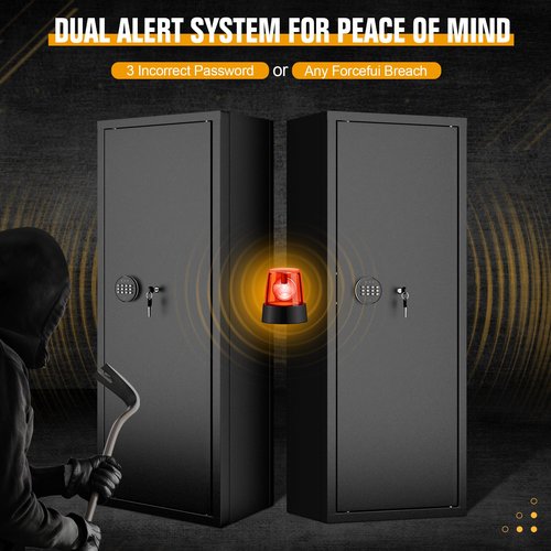 INTERGREAT 12-15 Gun Safe, Long Gun Safe for Rifles and Pistols, Quick Access Rifle Safe with 3 Removable Gun Racks and 4 Pistol Pockets, Digital Gun Cabinet with Dual Alarm and Mute Mode