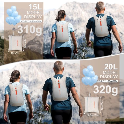 BECOJADDE 15L Small Hiking Backpack for Men Women Foldable Packable Back Pack Ultralight Hiking Daypack for Travel Camping Outdoor, Beige